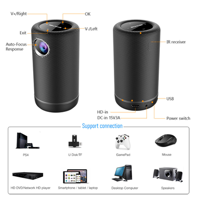 پروژکتور 4K اندروید 9 پروژکتورهای LED Wireless Mini DLP با حالت بلندگوی HIFI